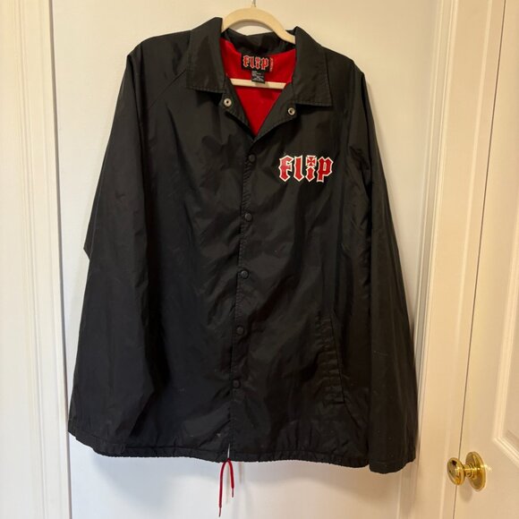 Vintage Flip Skateboards Jacket Black Red Light Jacket 90s Skater Size XL - Picture 5 of 13